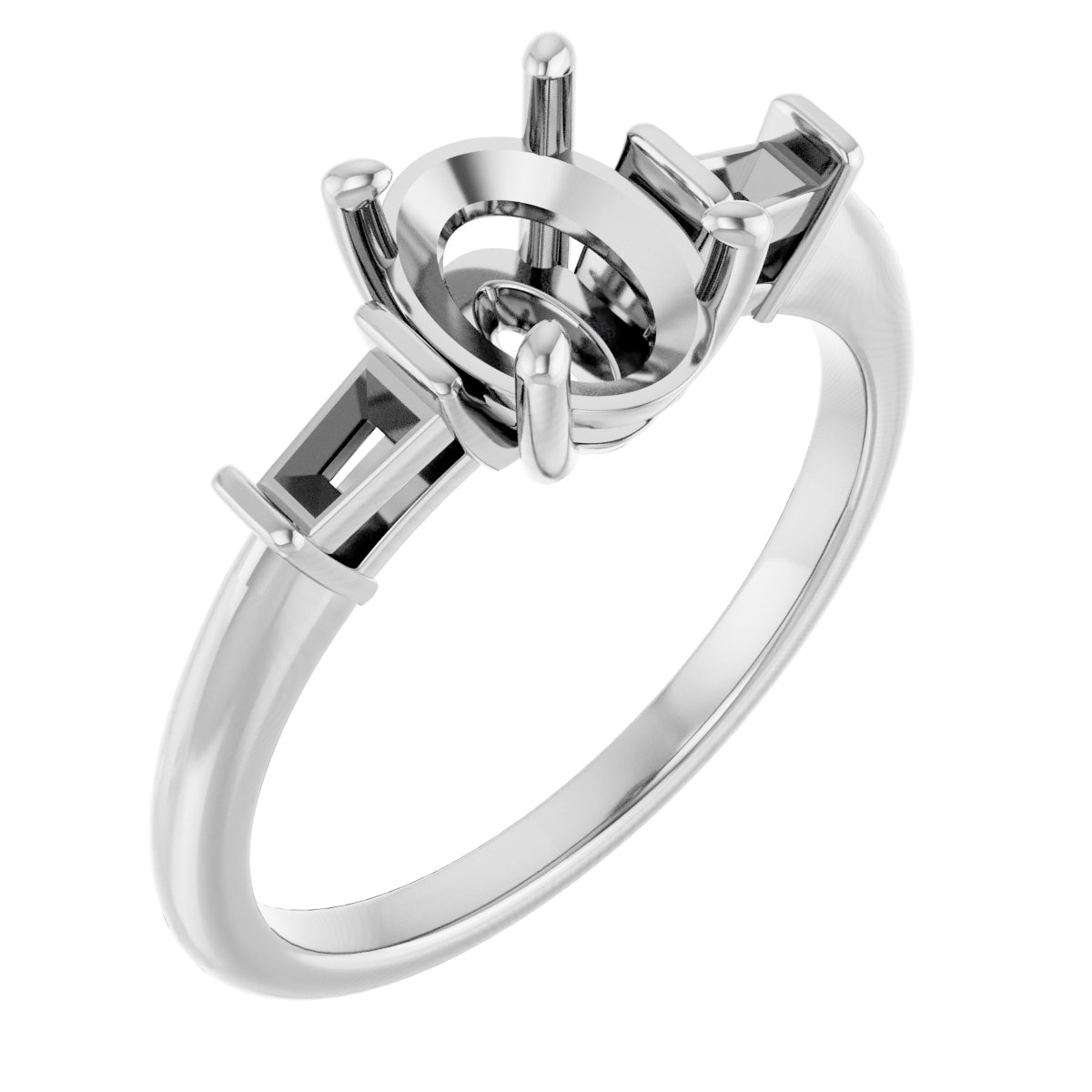 Baguette Accented Engagement Ring