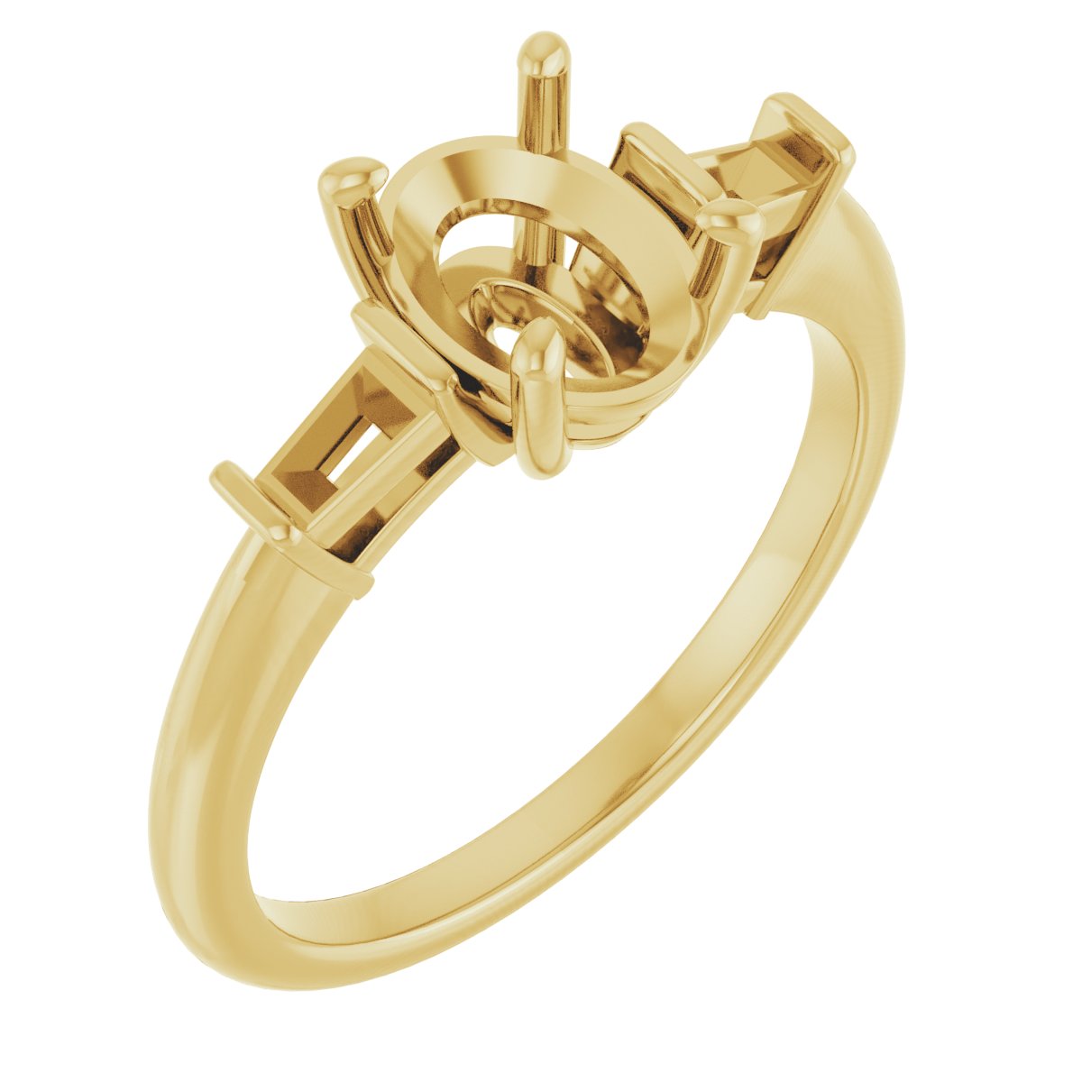 Baguette Accented Engagement Ring