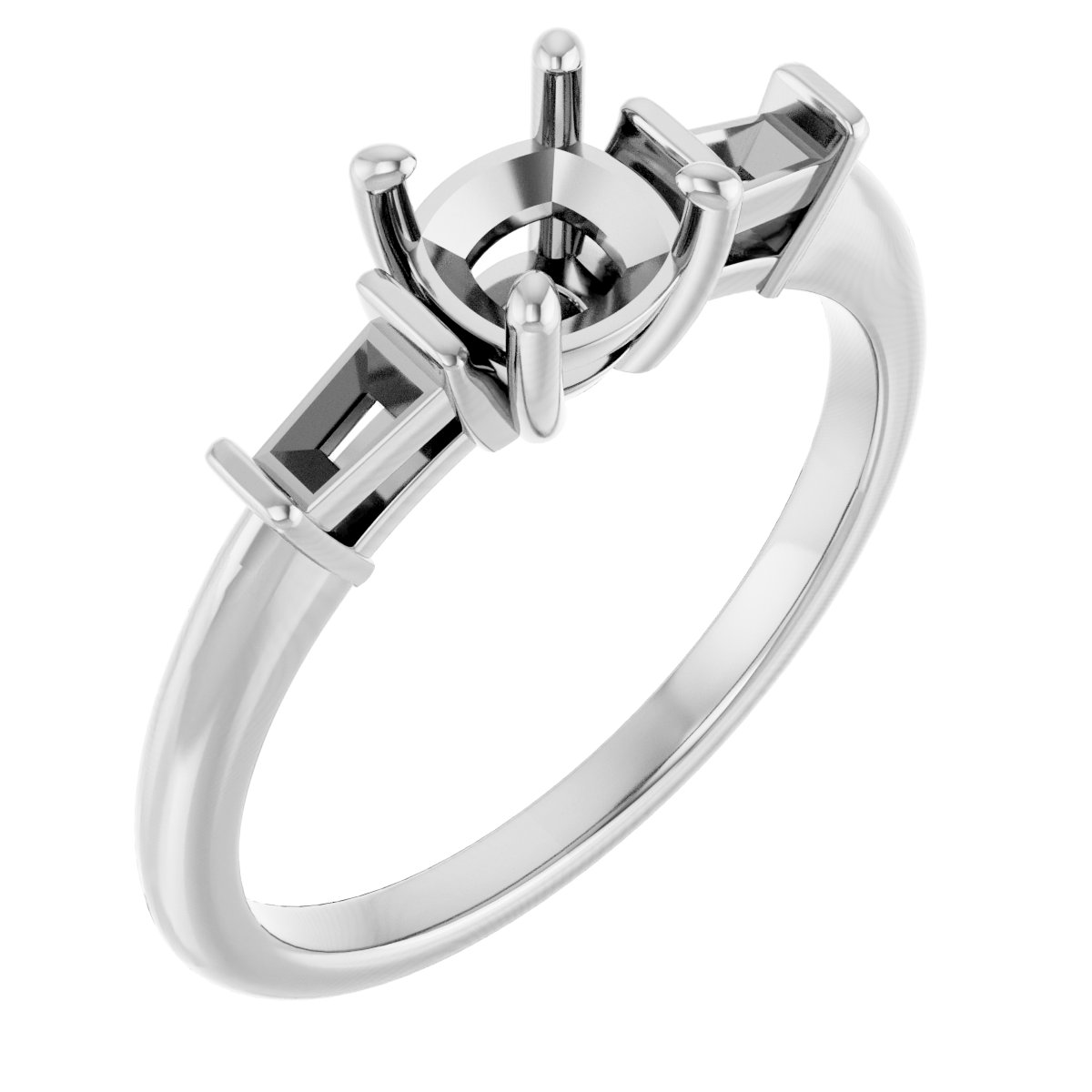 Baguette Accented Engagement Ring