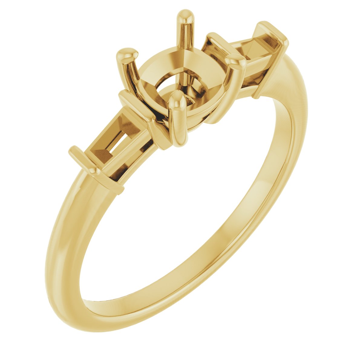 Baguette Accented Engagement Ring