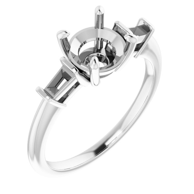 Baguette Accented Engagement Ring