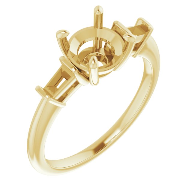 Baguette Accented Engagement Ring