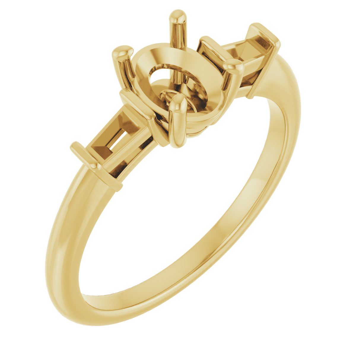 Baguette Accented Engagement Ring