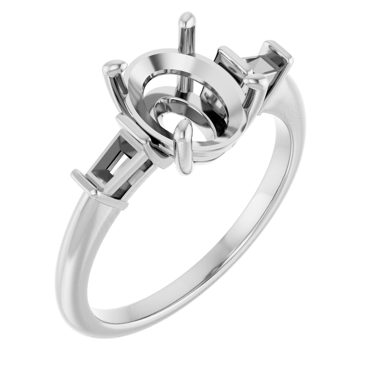 Baguette Accented Engagement Ring