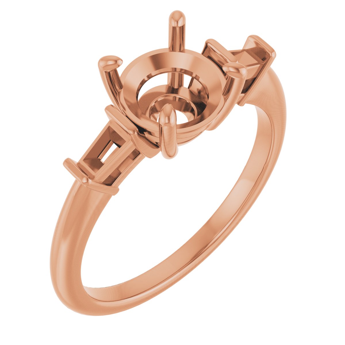 Baguette Accented Engagement Ring