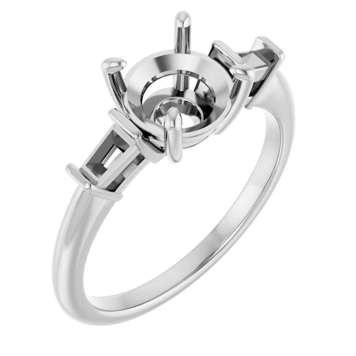 Baguette Accented Engagement Ring