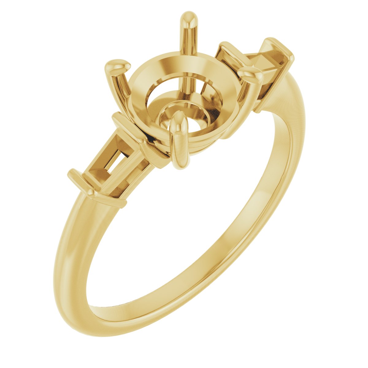 Baguette Accented Engagement Ring