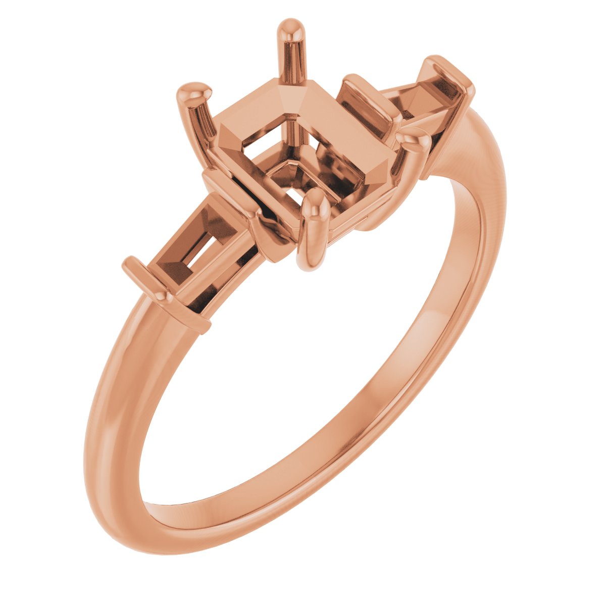 Baguette Accented Engagement Ring