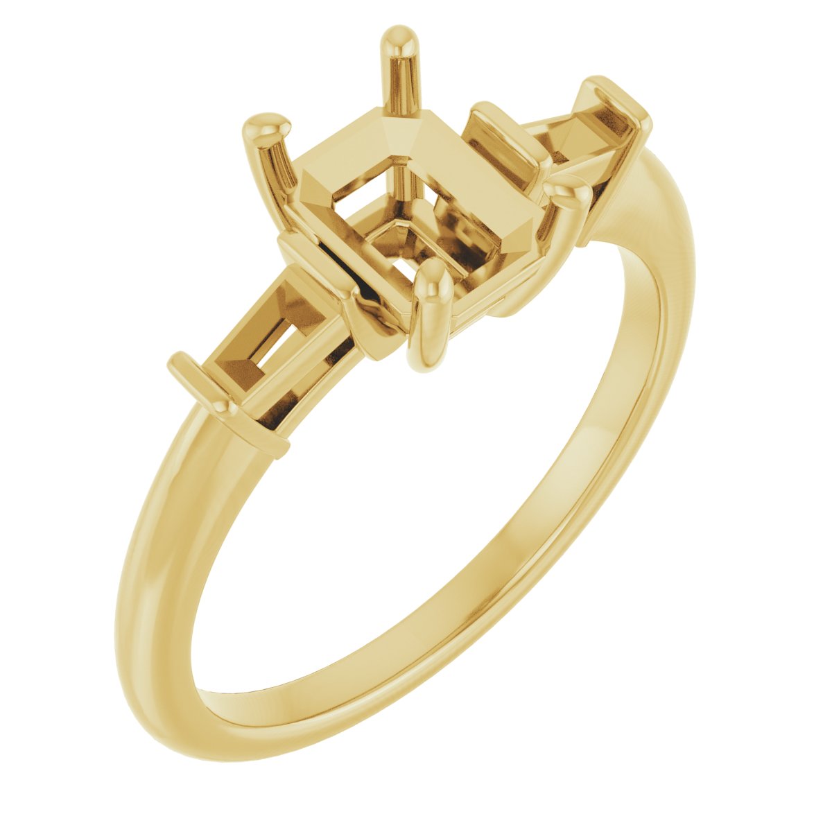 Baguette Accented Engagement Ring