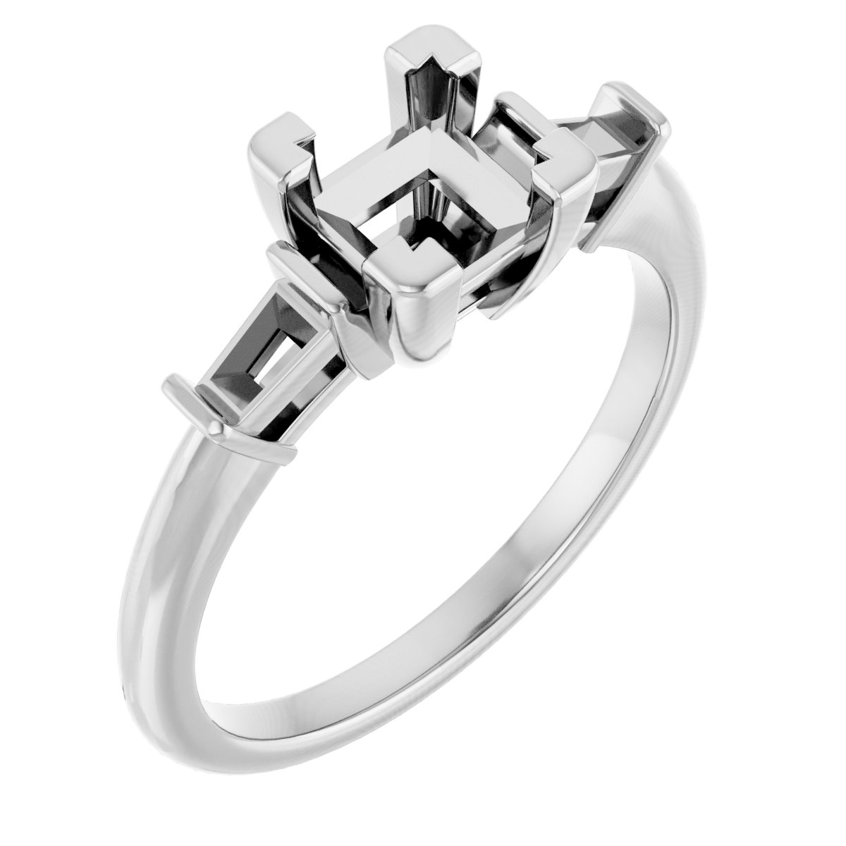 Baguette Accented Engagement Ring