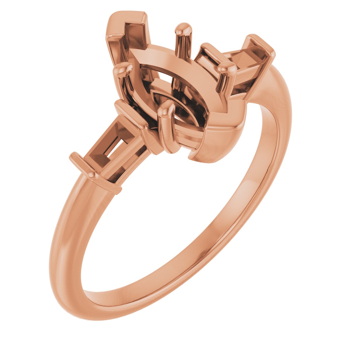 Baguette Accented Engagement Ring