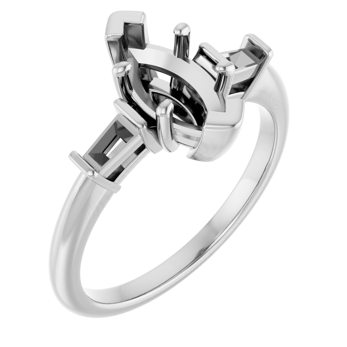 Baguette Accented Engagement Ring