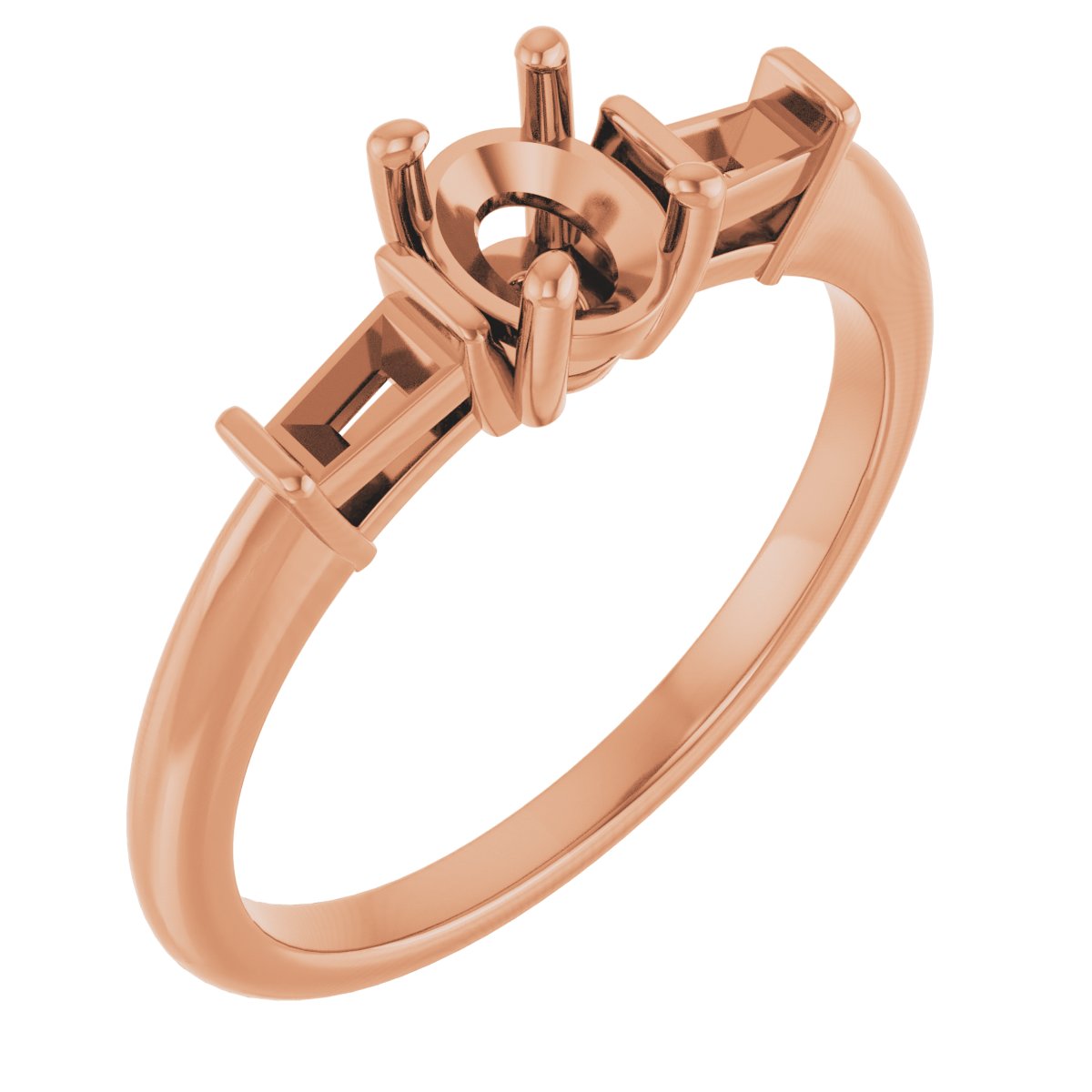 Baguette Accented Engagement Ring