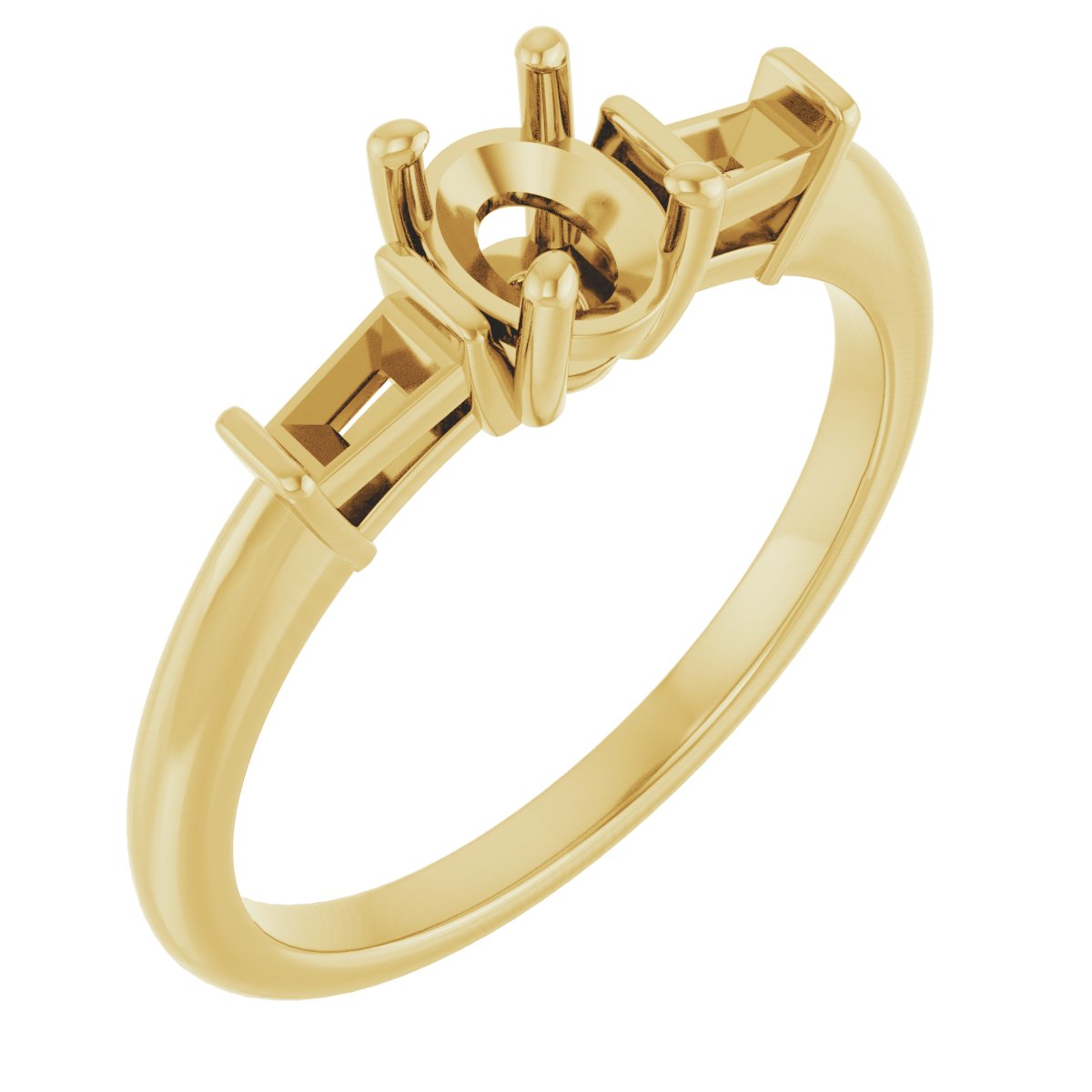 Baguette Accented Engagement Ring