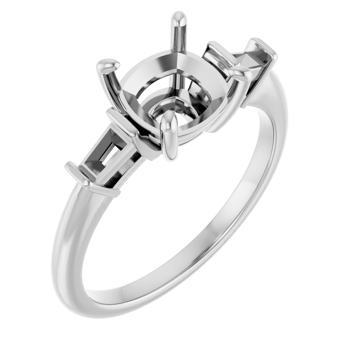 Baguette Accented Engagement Ring