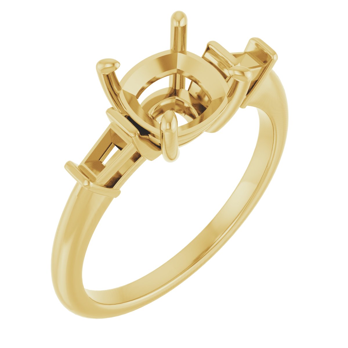 Baguette Accented Engagement Ring