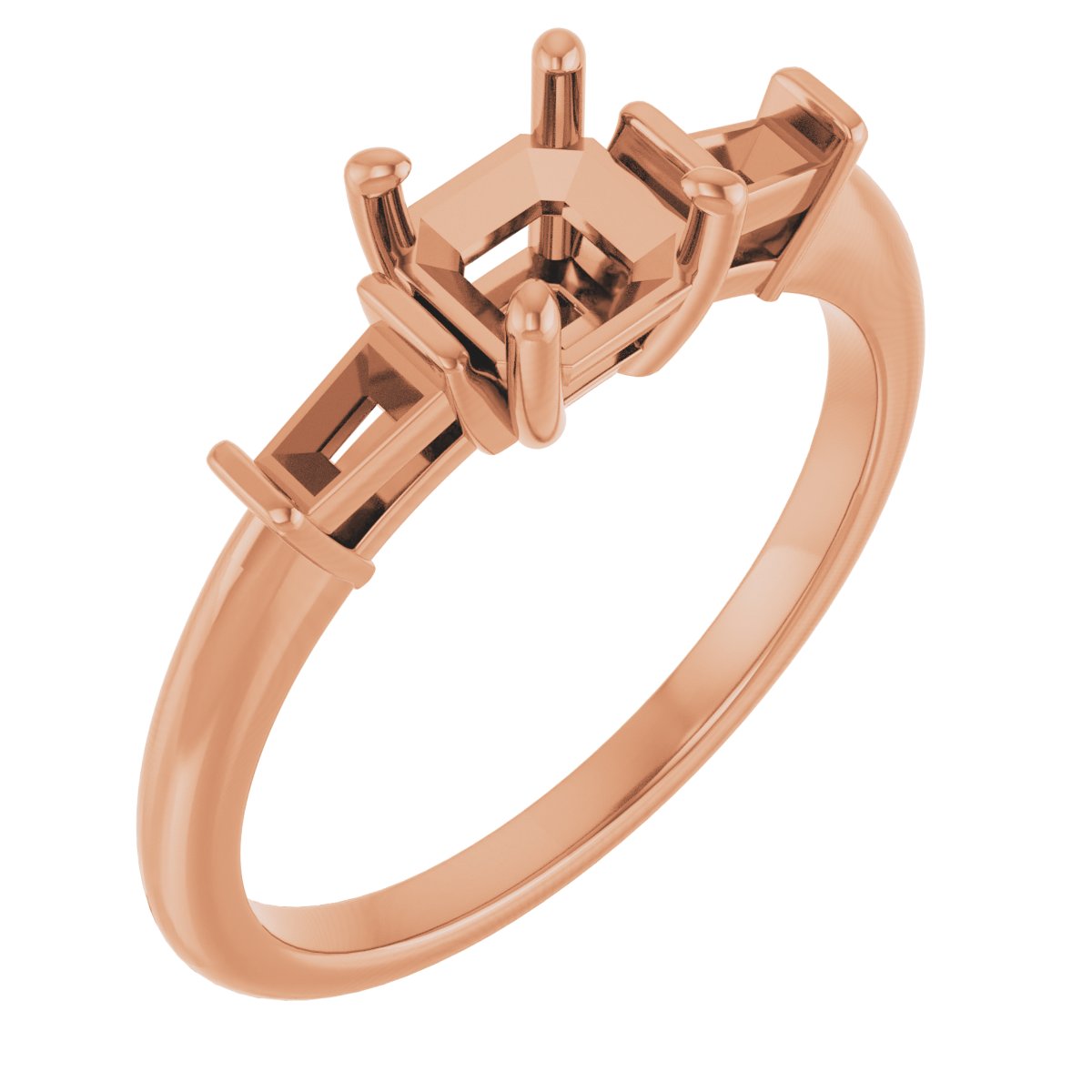Baguette Accented Engagement Ring