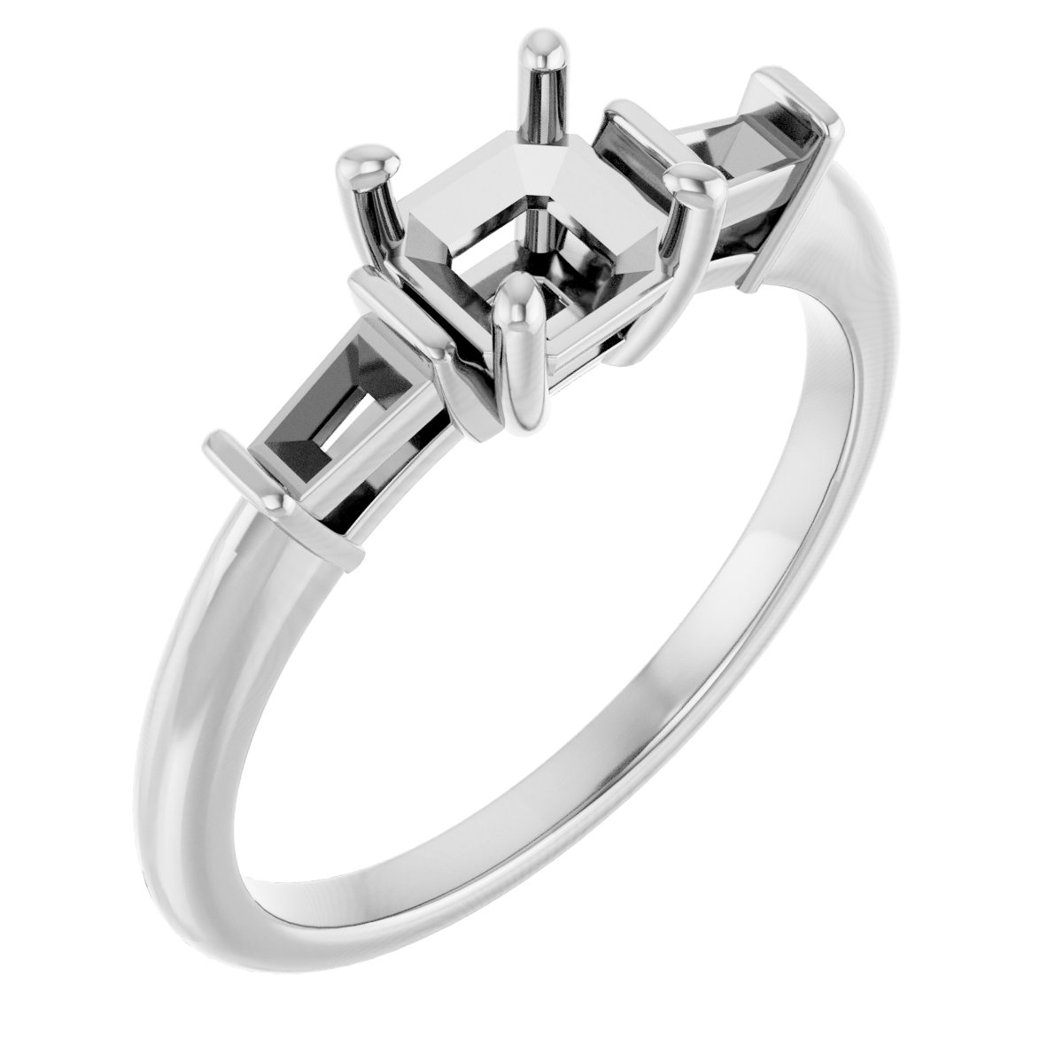Baguette Accented Engagement Ring