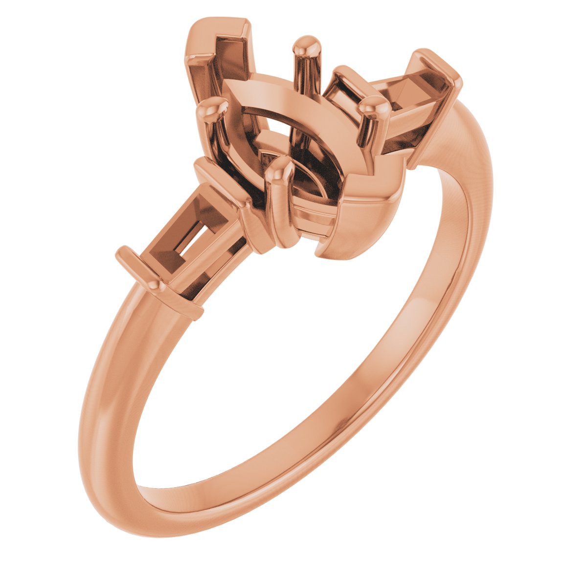 Baguette Accented Engagement Ring