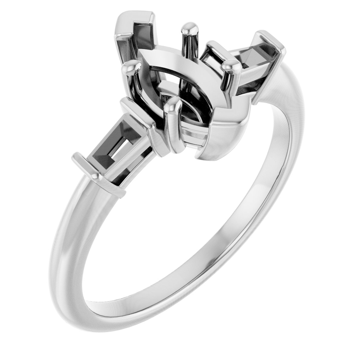 Baguette Accented Engagement Ring