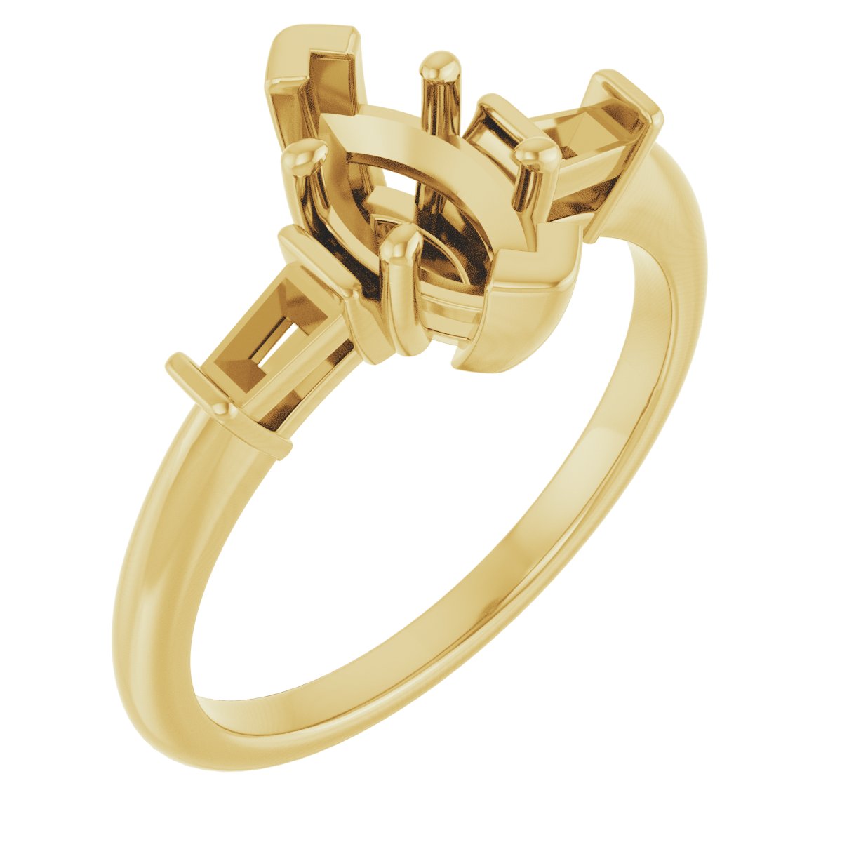 Baguette Accented Engagement Ring