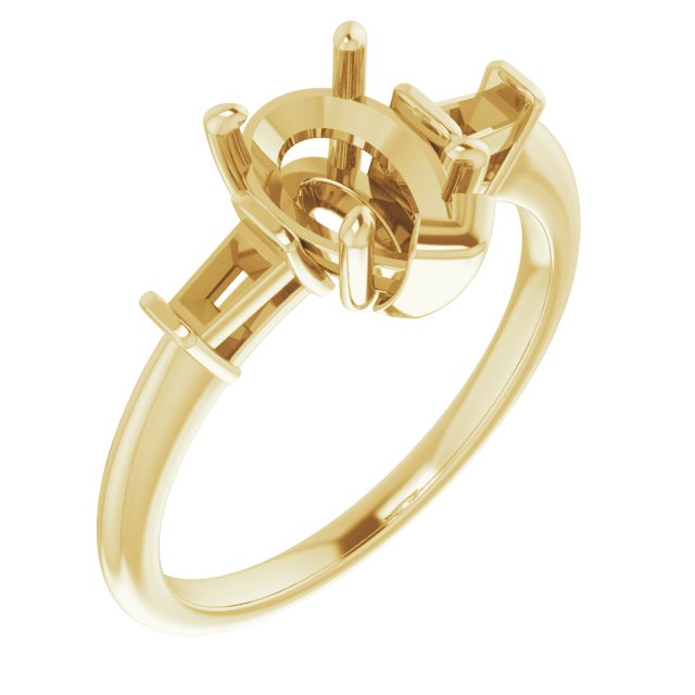Baguette Accented Engagement Ring