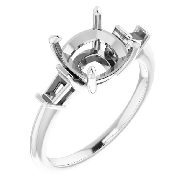 Baguette Accented Engagement Ring