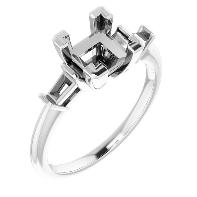 Baguette Accented Engagement Ring