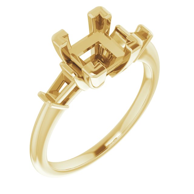 Baguette Accented Engagement Ring