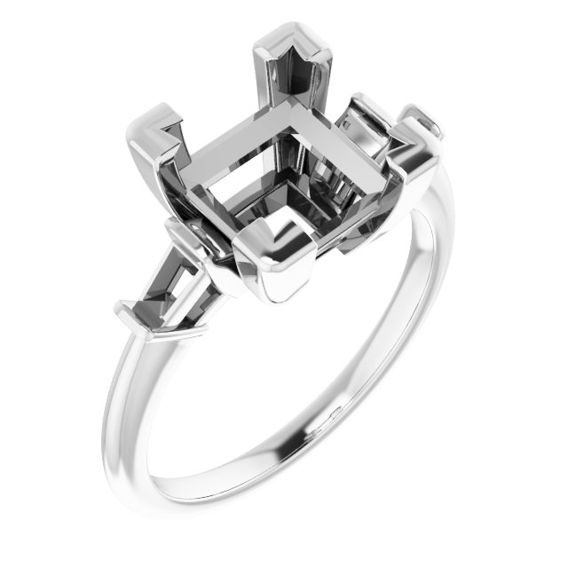 Baguette Accented Engagement Ring