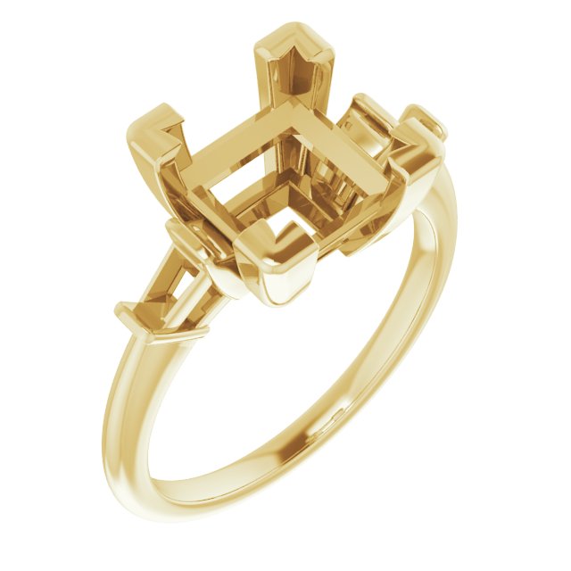 Baguette Accented Engagement Ring