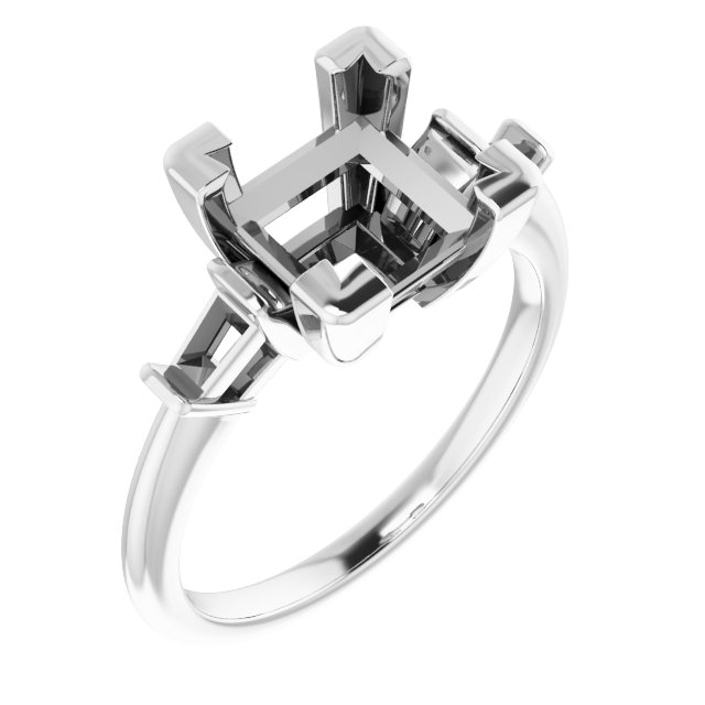 Baguette Accented Engagement Ring