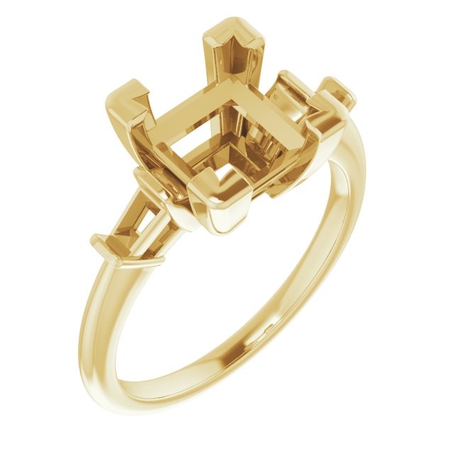 Baguette Accented Engagement Ring