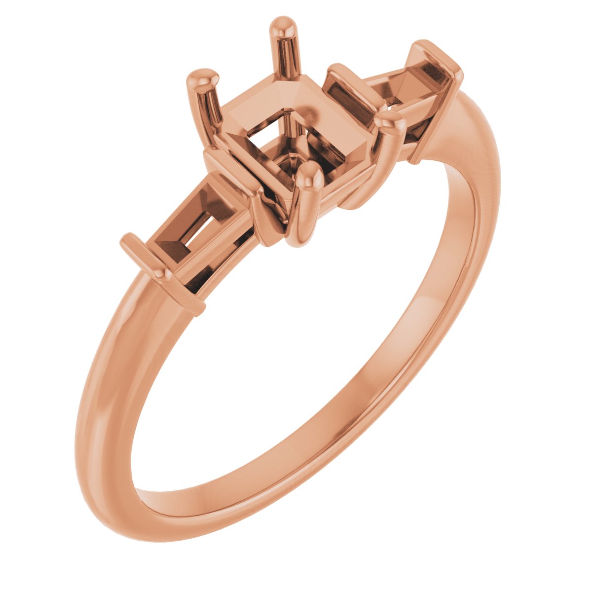 Baguette Accented Engagement Ring