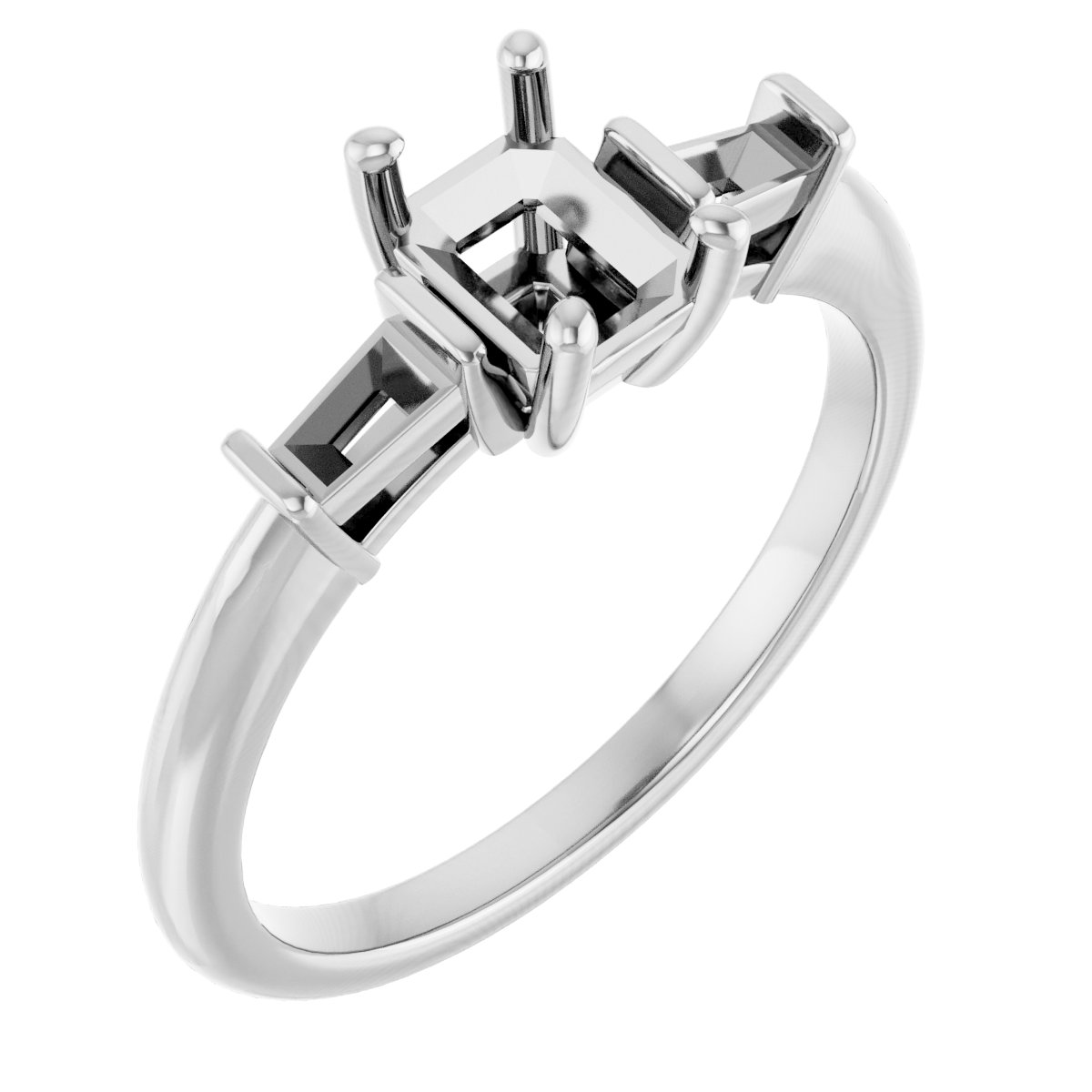 Baguette Accented Engagement Ring