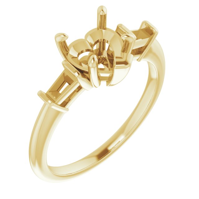 Baguette Accented Engagement Ring