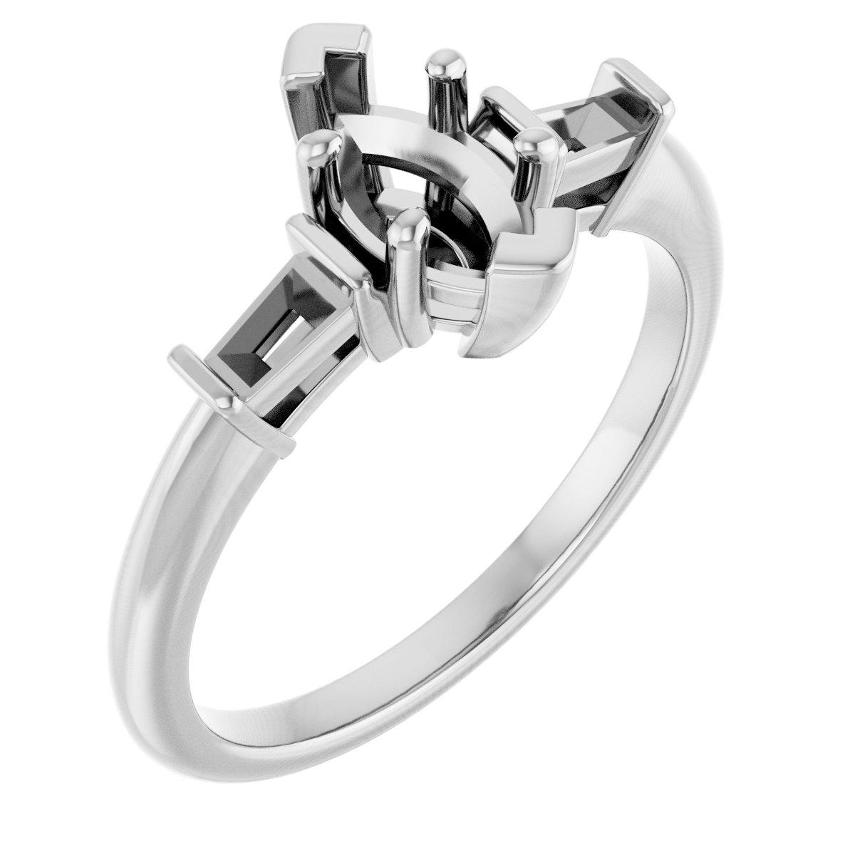 Baguette Accented Engagement Ring