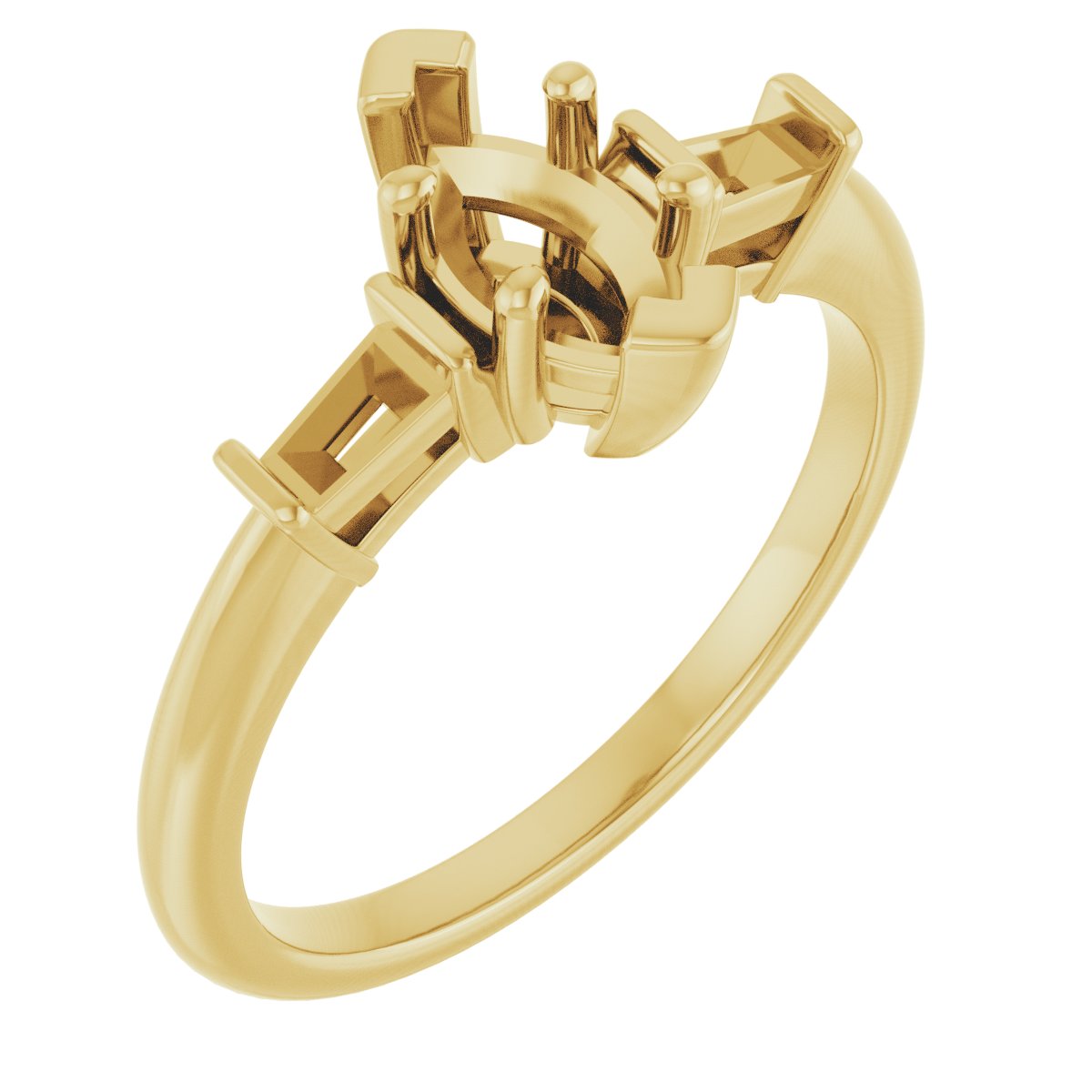 Baguette Accented Engagement Ring