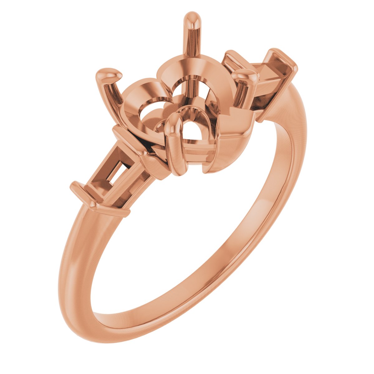 Baguette Accented Engagement Ring