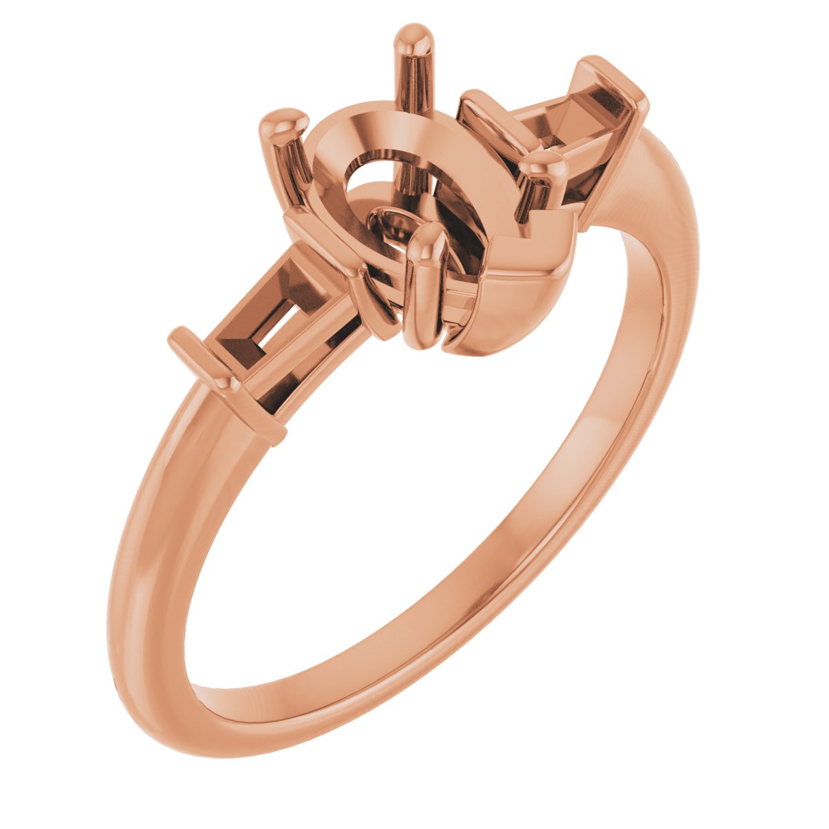Baguette Accented Engagement Ring