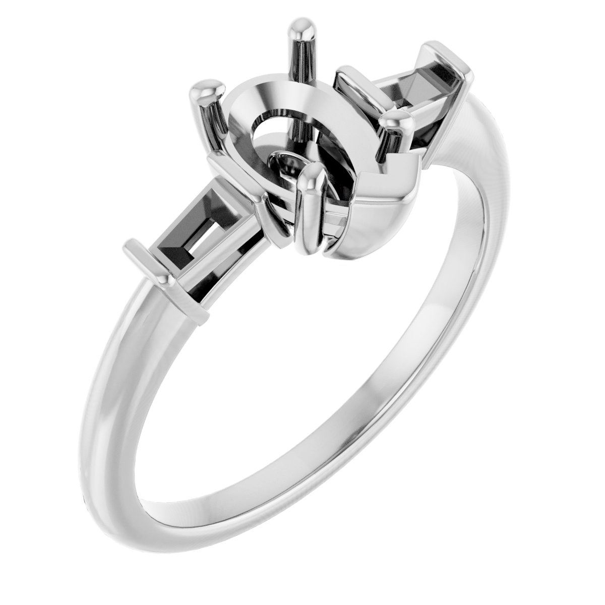 Baguette Accented Engagement Ring