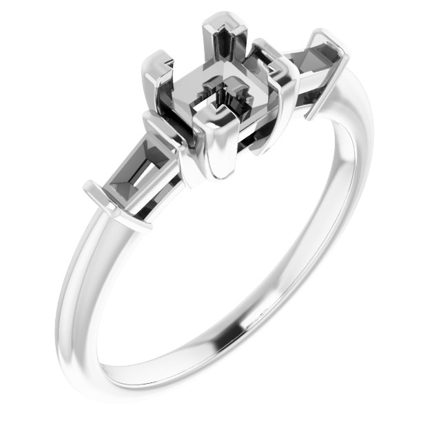 Baguette Accented Engagement Ring