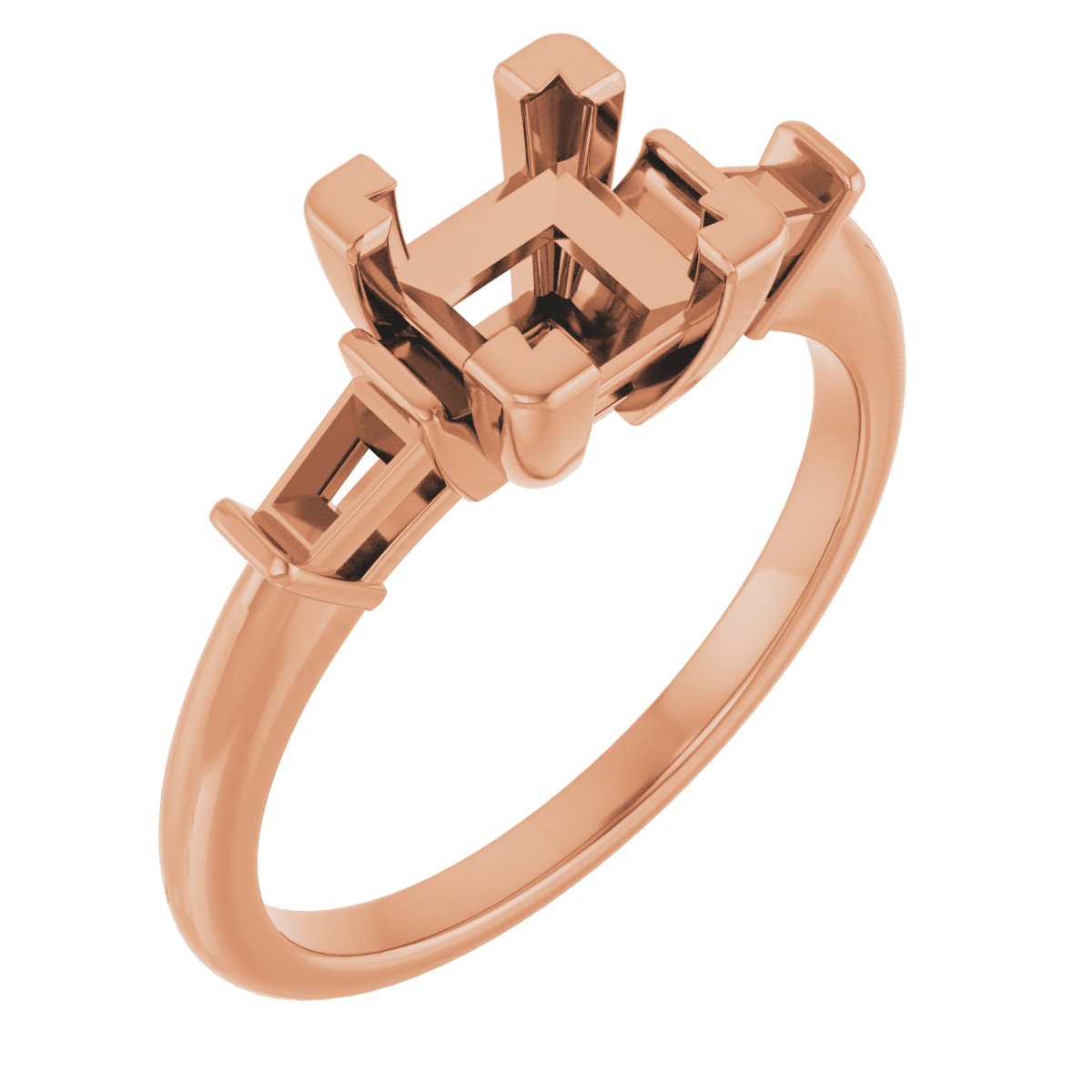 Baguette Accented Engagement Ring