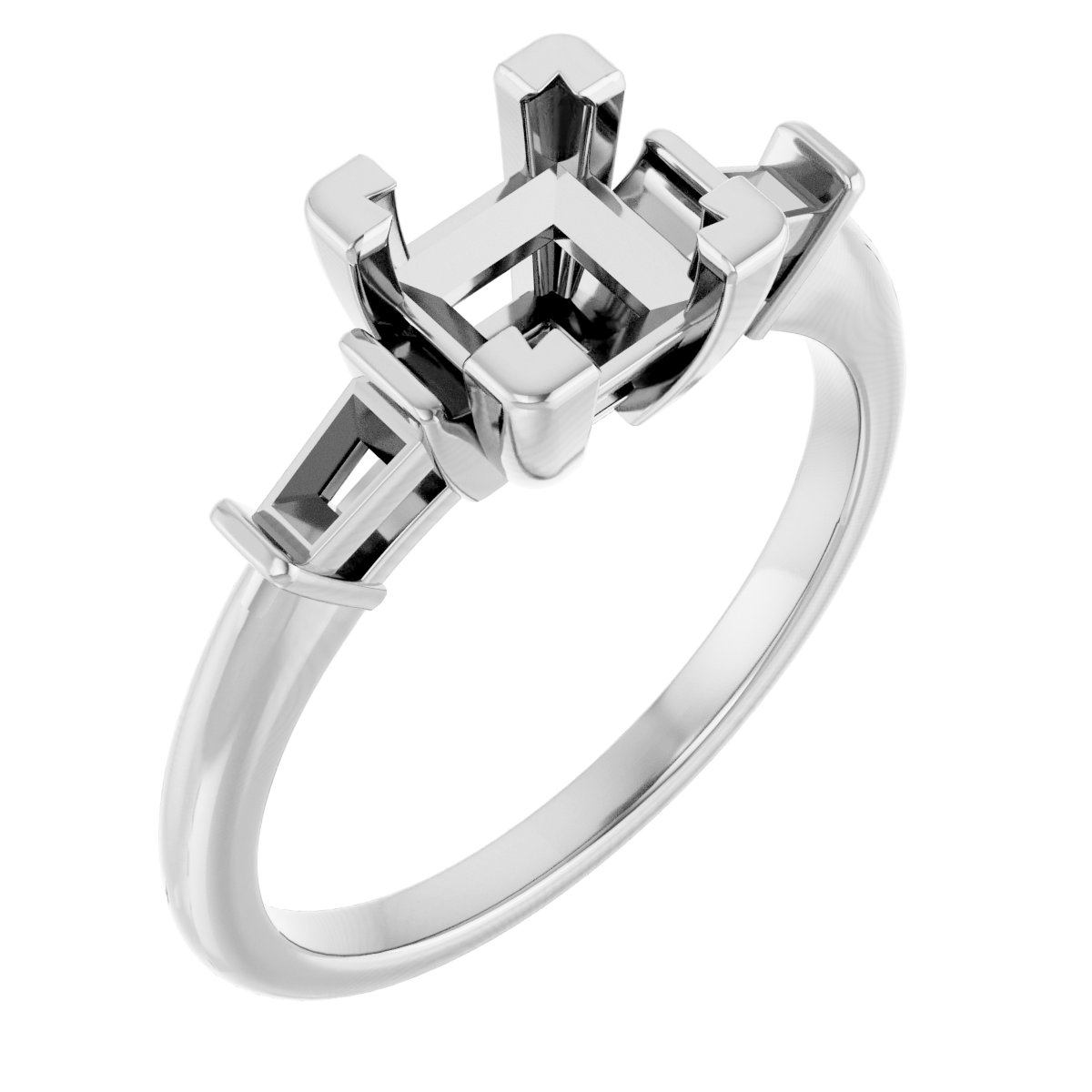Baguette Accented Engagement Ring