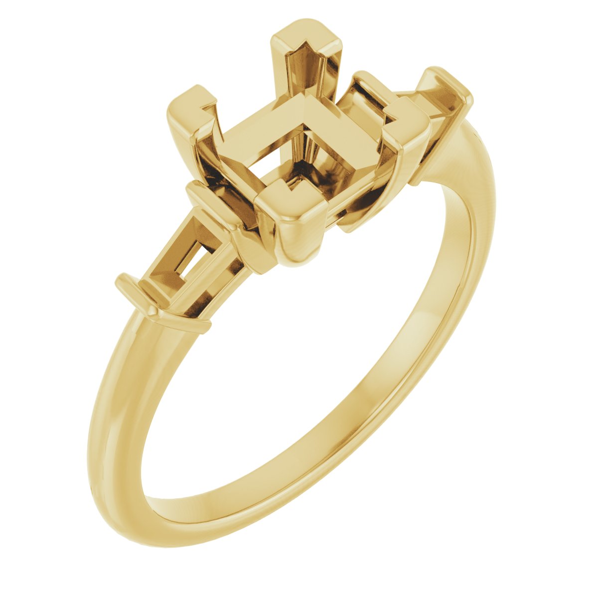 Baguette Accented Engagement Ring