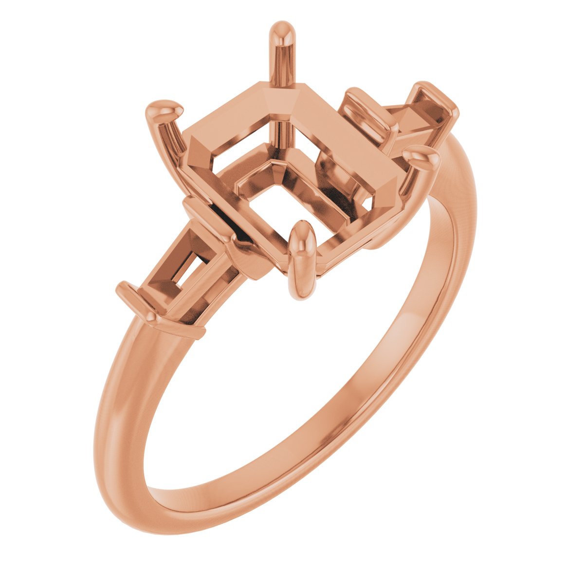 Baguette Accented Engagement Ring