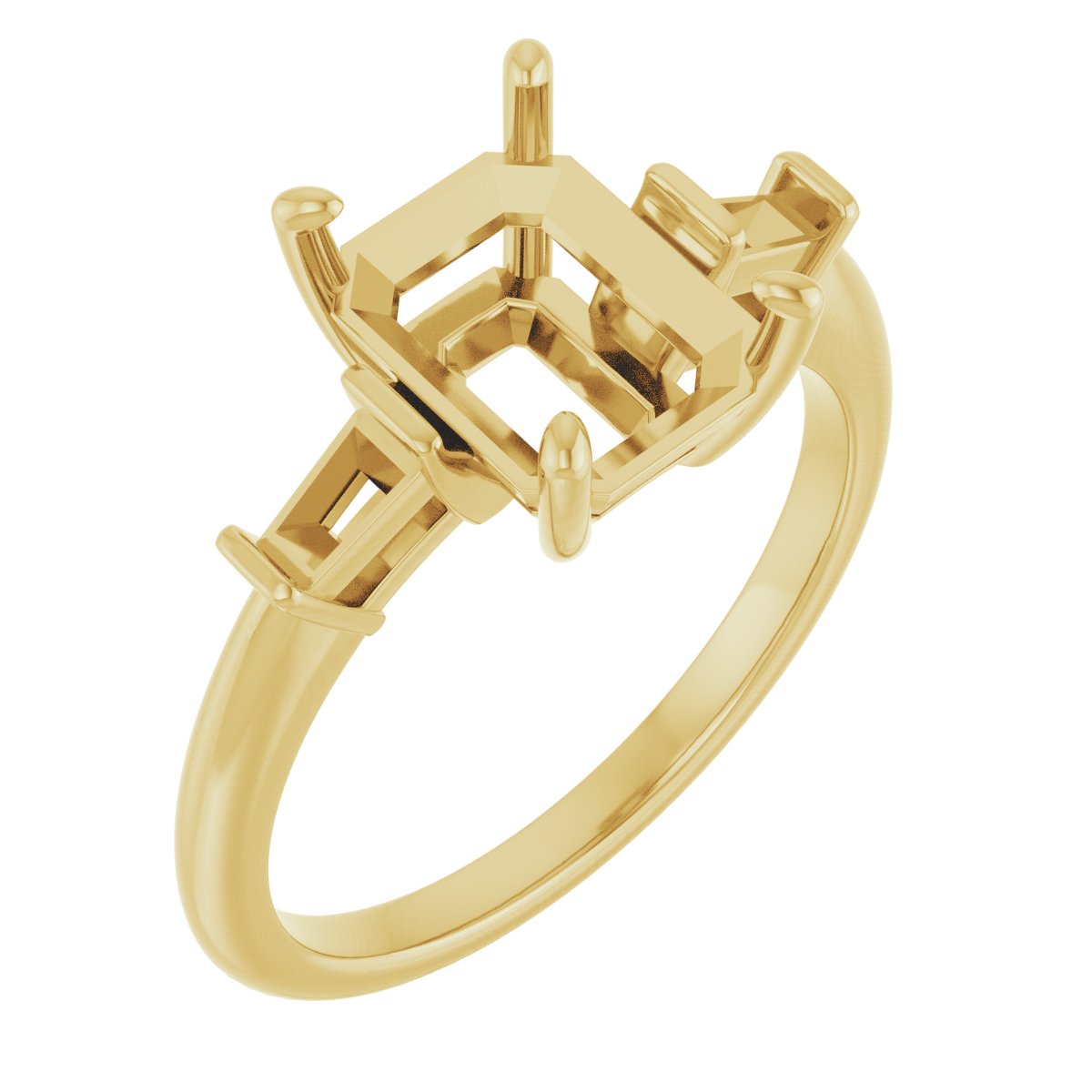 Baguette Accented Engagement Ring