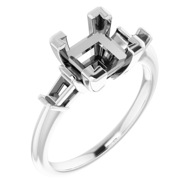 Baguette Accented Engagement Ring