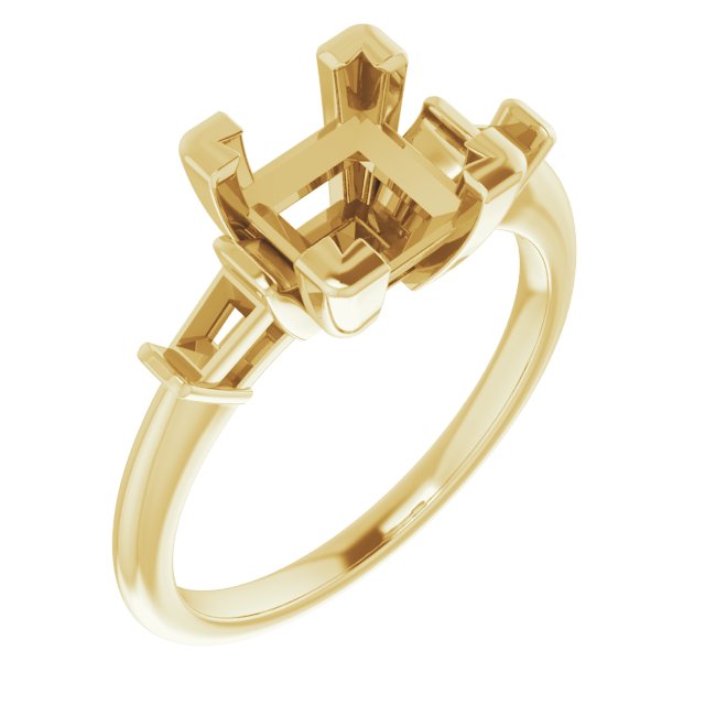 Baguette Accented Engagement Ring