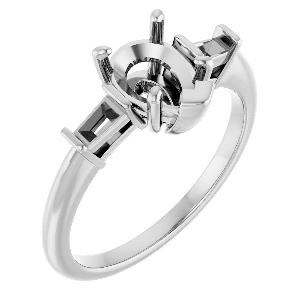 Baguette Accented Engagement Ring